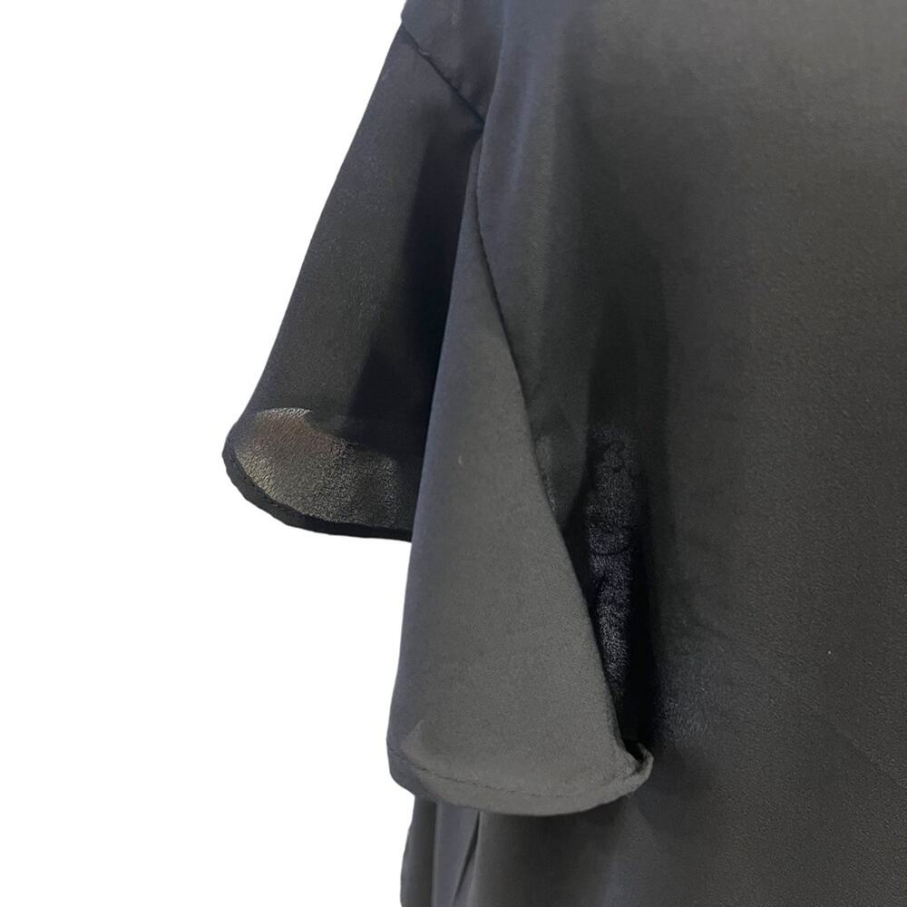 Reese women Medium Blouse Black Sparkle Lace Sheer flutter sleeve Goth Wednesday - Picture 8 of 15
